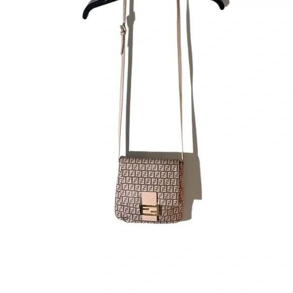 Authentic EUC FENDI Zucchino Monogram Pink Gold Crossbody/ Shoulder Bag